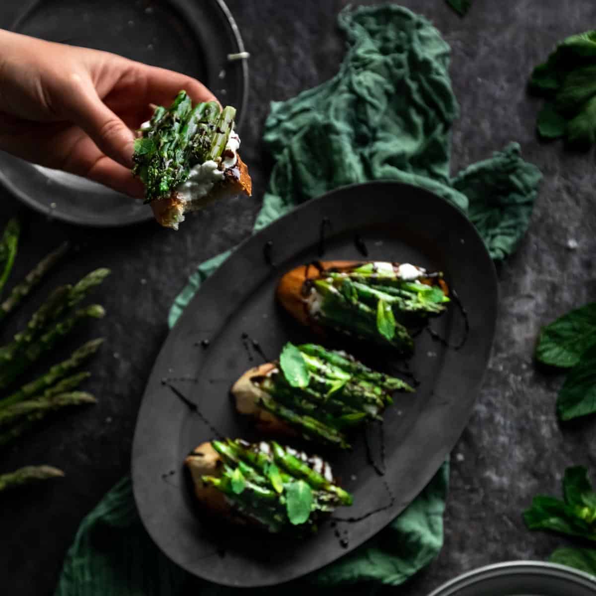 A platter of Asparagus Toast