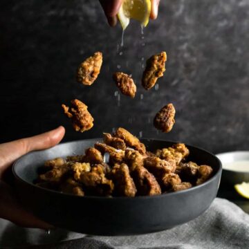Fried Morels tossed with squeeze of lemon