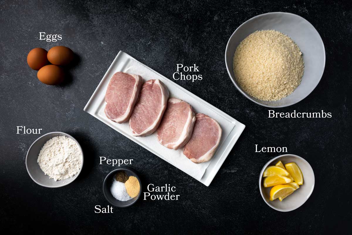 Image of ingredients needed to make schnitzel
