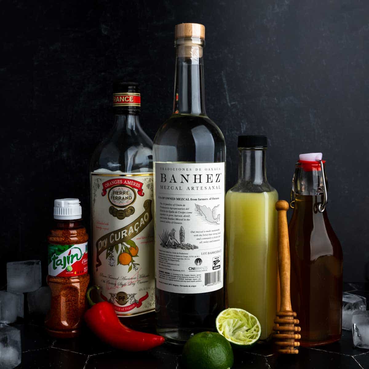 An image of ingredients needed to make this margarita recipe