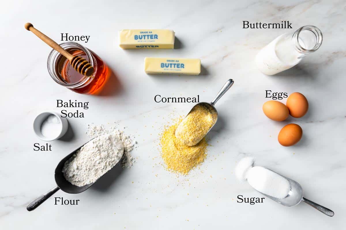 Picture of ingredients needed to make skillet cornbread