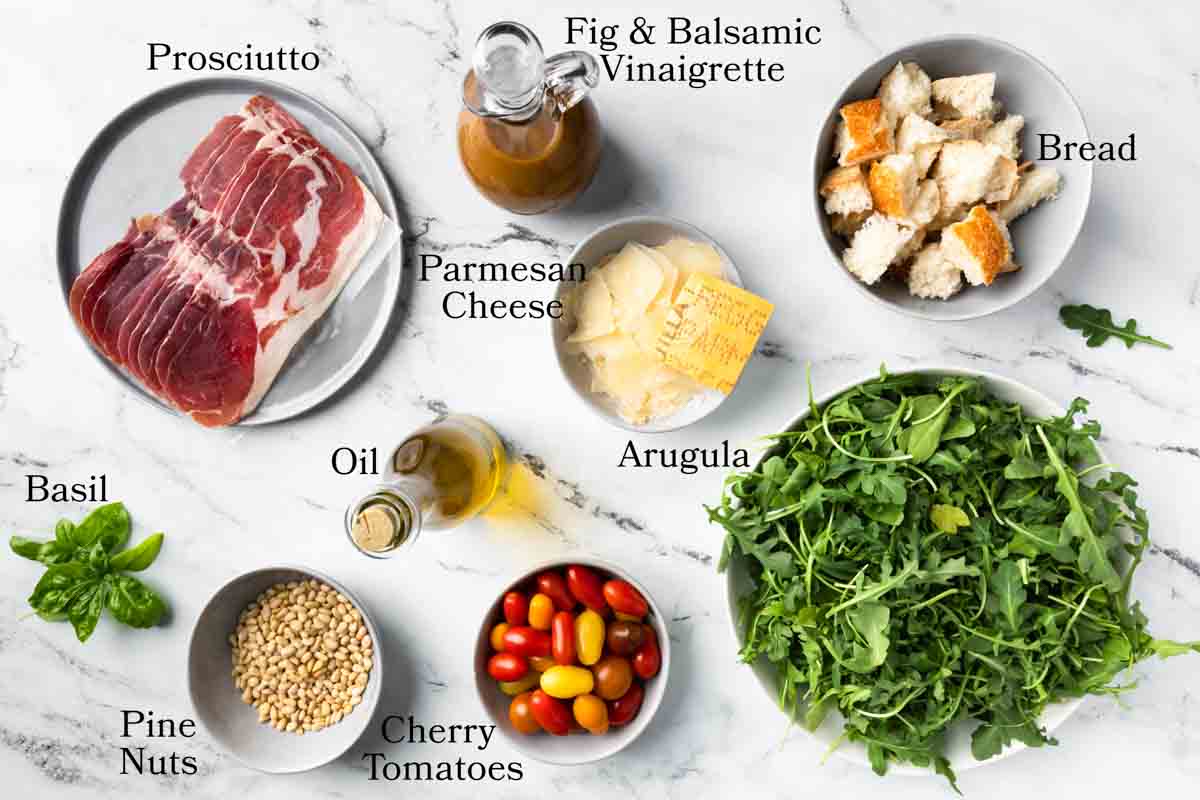 Ingredients needed to make prosciutto salad