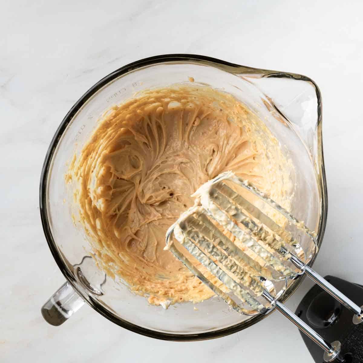 Whipped peanut butter cheesecake in a bowl